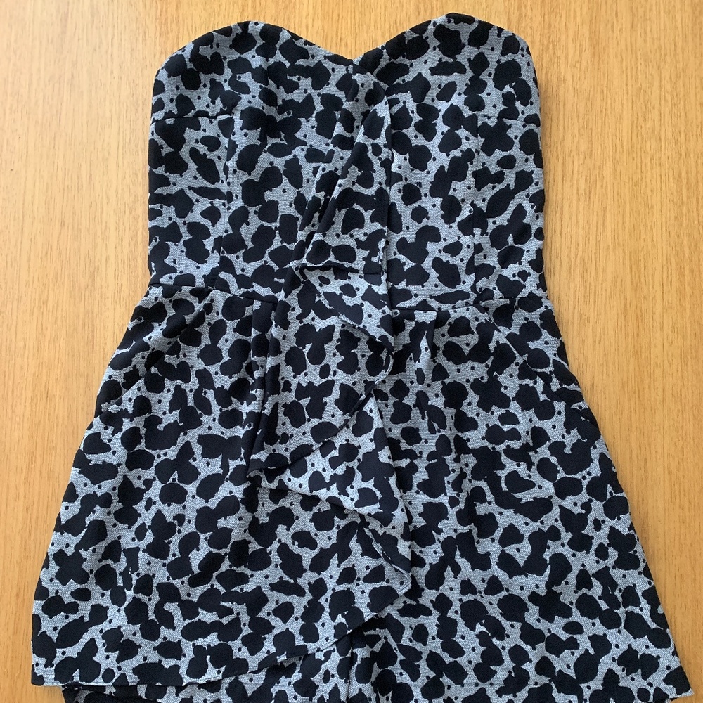 Black and White Print Shorts Romper